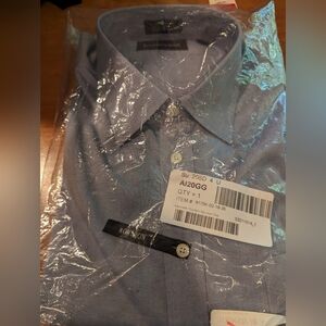 Kenneth Gordon non iron blue dress shirt 18-35 New in plastic.